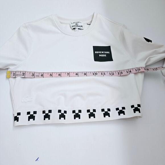 Lacoste x Minecraft White Cropped T-Shirt Size S 38 Gamer Streetwear Collab - Picture 7 of 10